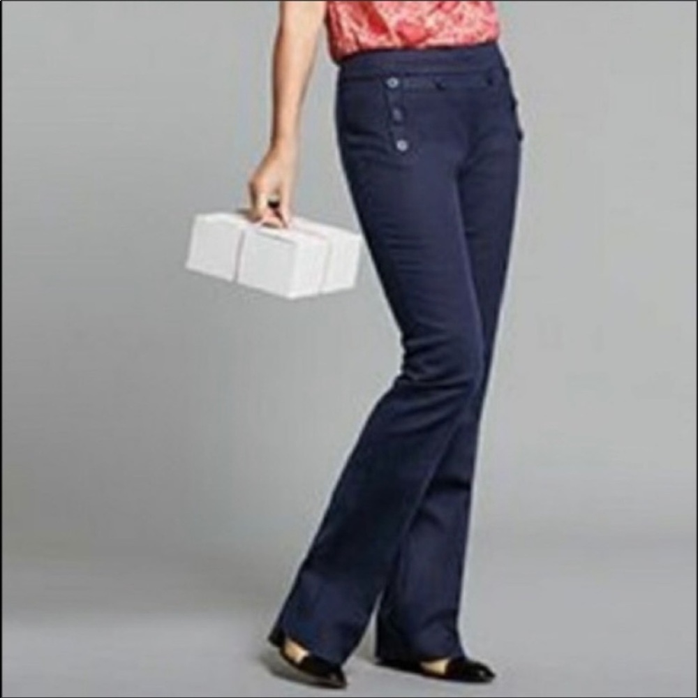 CAbi Blue Mariner Nautical Wide Leg Trouser Size 4